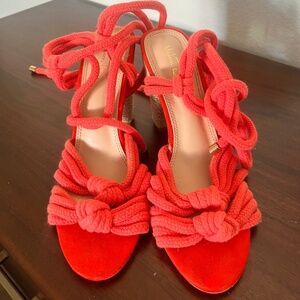 Coral Lace Up Heels
